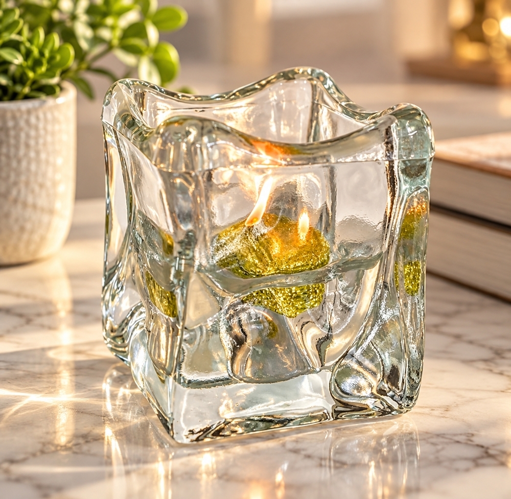 Vintage Clear Molded Glass Candle Holder Tea Light Votive Lantern 3.5 Home Decor